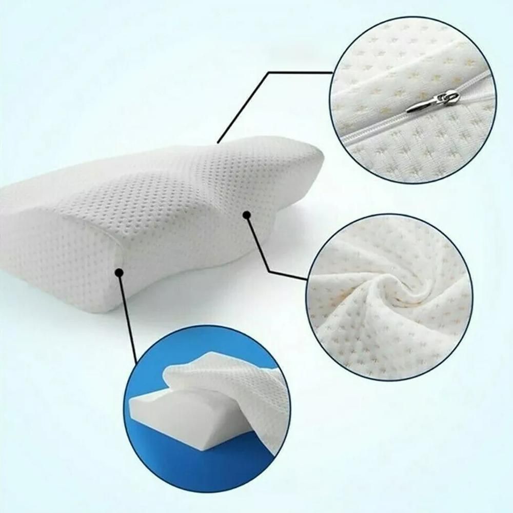 Juksun ergonomisches Nackenkissen 50x30cm für alle Schlafpositionen Memory Foam weiß atmungsaktiv waschbarer Bezug