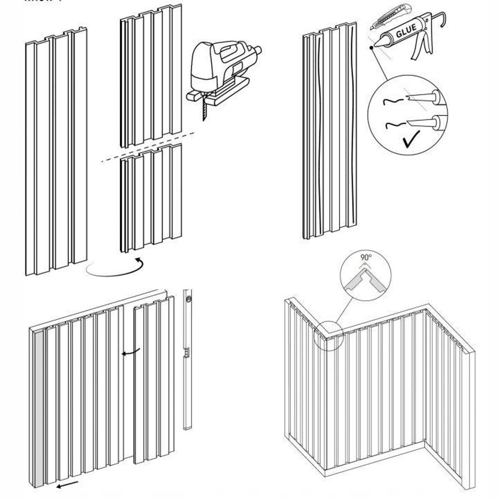 VOX Lamellenwand LINERIO - 3D MDF Wandpaneel - Akustikplatte - 2,65m x 16 - M-LINE - Natur