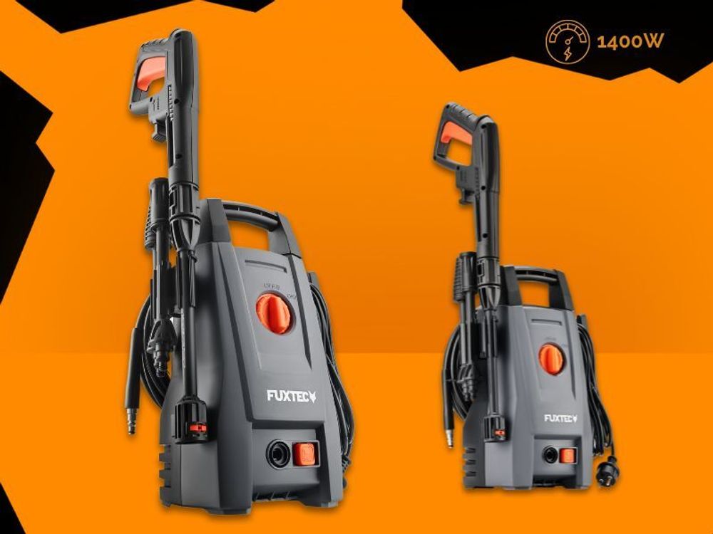 FUXTEC Hochdruckreiniger FX-HDR1400 - Flächenreiniger mit 110bar Arbeitsdruck | Fördermenge 390 l/h |1400W | 5 m Schlauch | Pistole, inkl. Zubehör