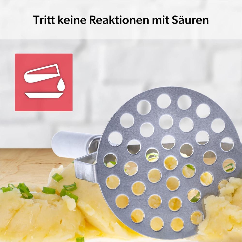 KADAX Kartoffelstampfer mit Lochplatte, Gemüsestampfer aus Edelstahl, Küchenstampfer mit ovalem Griff