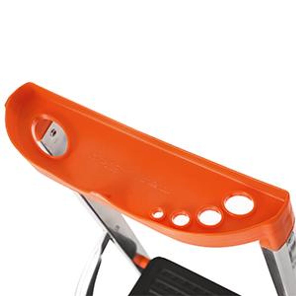 SONGMICS Leiter mit 3 Stufen, Aluleiter, mit Handlauf, Werkzeugschale, Klappleiter