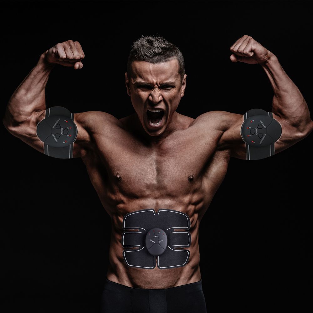 EMS Bauchtrainer Trainingsgerät Muskelstimulator Bauchmuskeltrainer elektrisch für Damen Herren Trainingsmaschine für zuhause Retoo