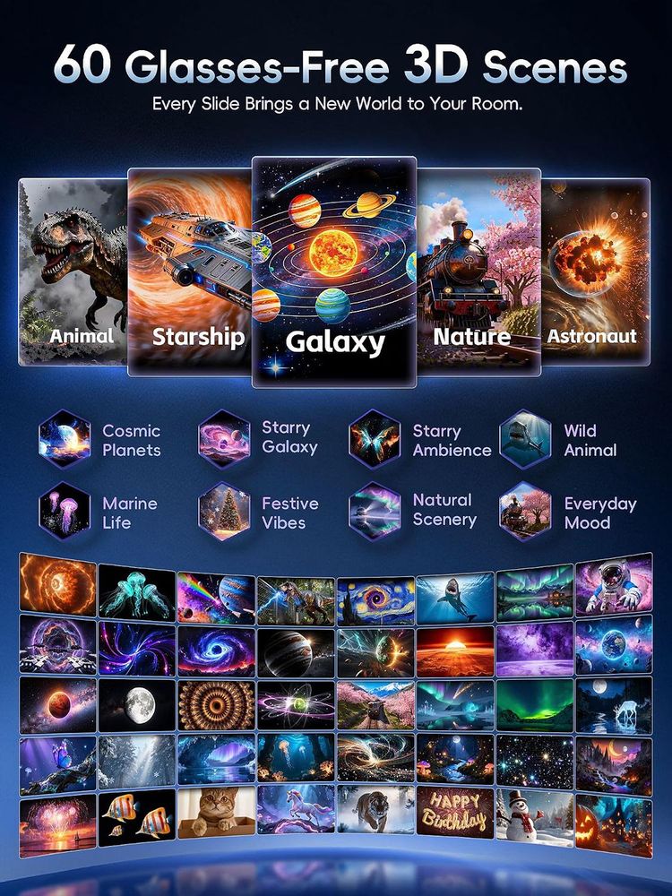 Nanxin SK19 dynamický projektor galaxie, 60 scén, Bluetooth, bílý
