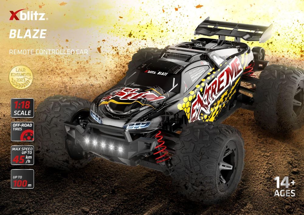 Xblitz Blaze RC Auto 4WD bis 45 km/h mit 2 Akkus und LED-Lichtern