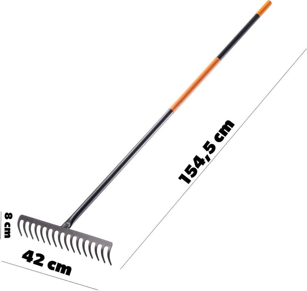 KADAX Rechen "Kisa", Gartenharke aus Metall, 16 Zinken