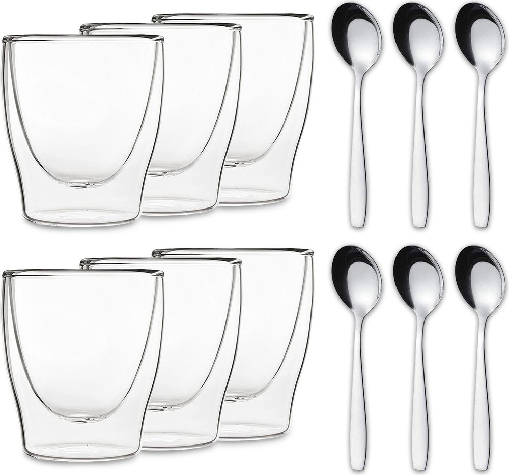DUOS doppelwandiges Glas 200 ml Thermofunktion inkl. Edelstahl-Löffel