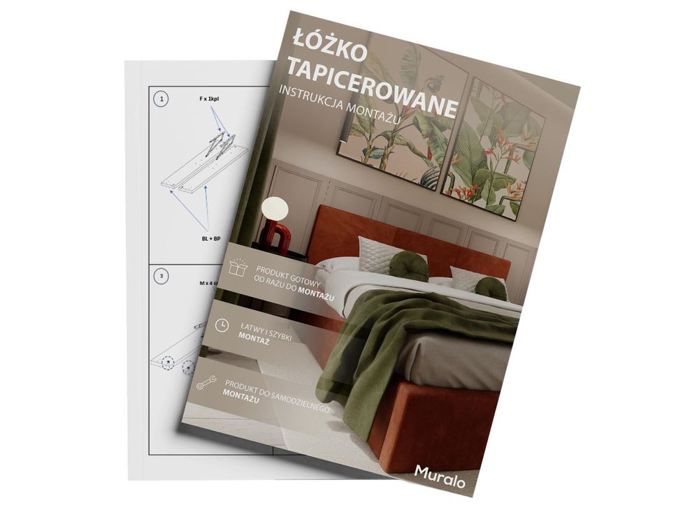 Muralo Łóżko Tapicerowane Do Sypialni 120X200 Łóżko Z Zagłówkiem Łóżko Podwójne Z Pojemnikiem Granatowe