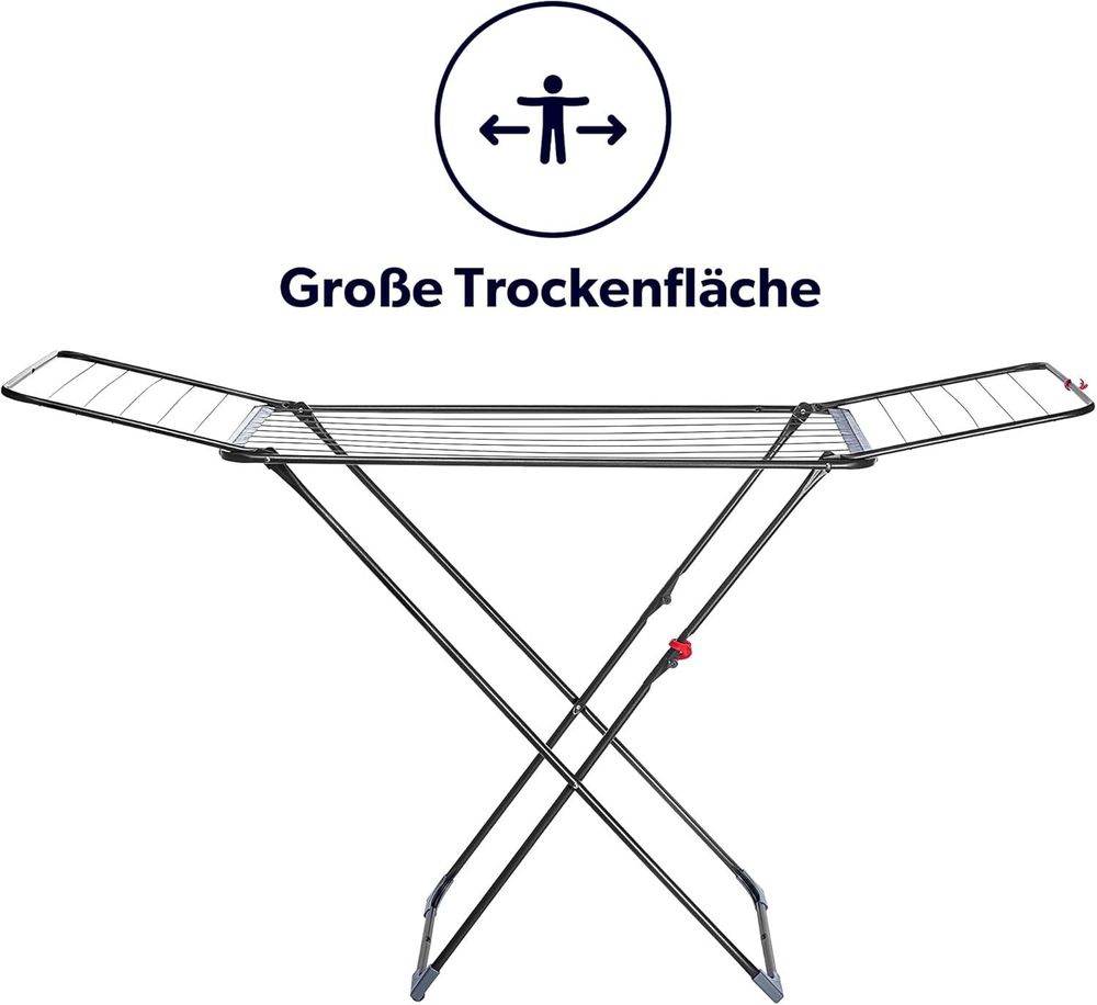 KADAX Wäscheständer, stehend, stabil, 18 m, für Kleidung, faltbar, für Wäsche, groß