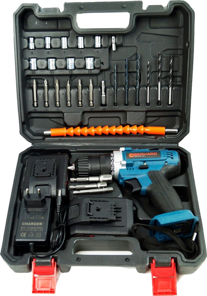 21V Akku-Bohrmaschine Mega Set Zwei Batterien
