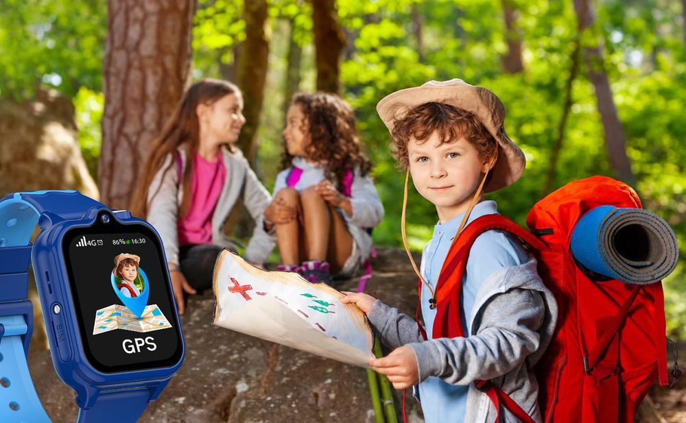 Kinder Smartwatch 4G mit GPS und Telefonfunktion, 2+16 GB Kinderuhr, 900mAh Akku, SOS Anti-Lost, Wasserdicht IP68, Perfekte Geschenke für Kinder, Blau