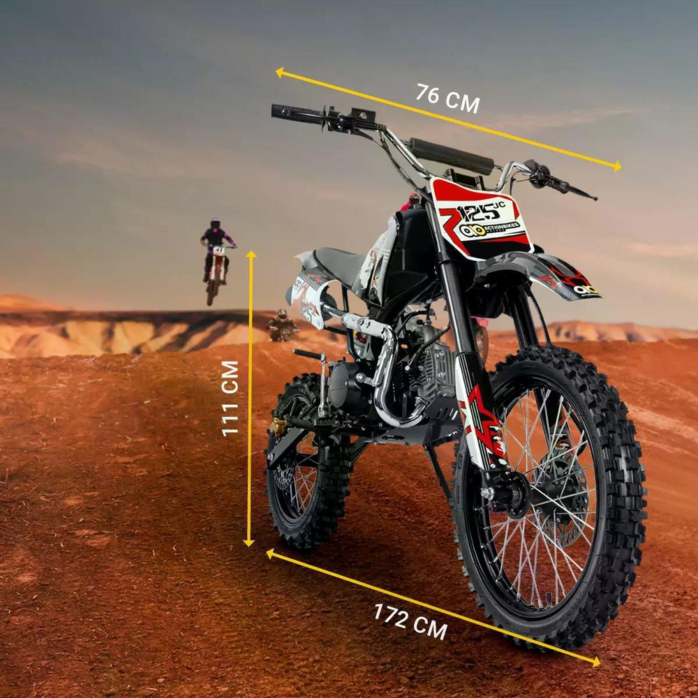 Actionbikes Motors Kinder Crossbike JC125 | Benzin Jungend Motorrad - Motorcross - Stollenreifen - Pocketbike - Dirtbike - Cross Bike (Blau)