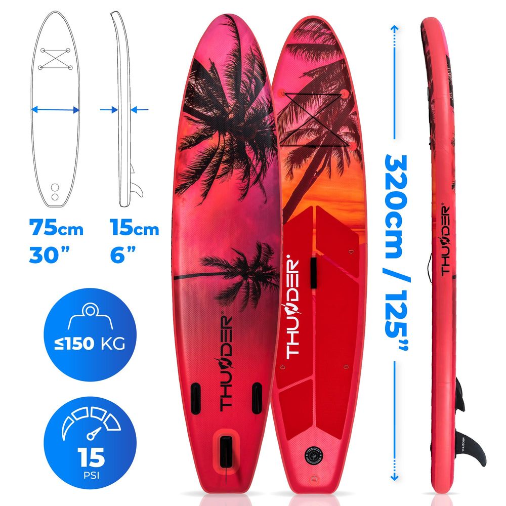 Thunder Isle Stand Up Paddle Board 320 x 75 x 15 cm ružový 150 kg