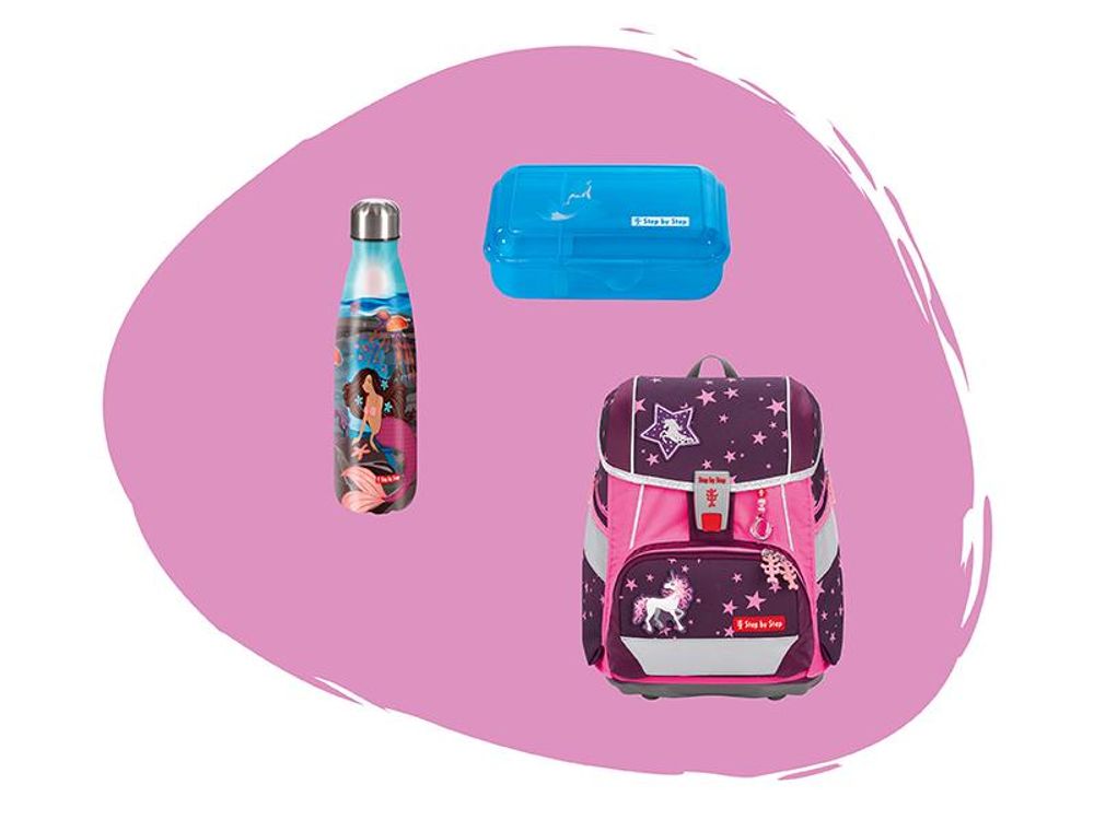 Step by Step Schulranzen-Set 2IN1 PLUS „Mermaid Delia“, 9-teilig, blau