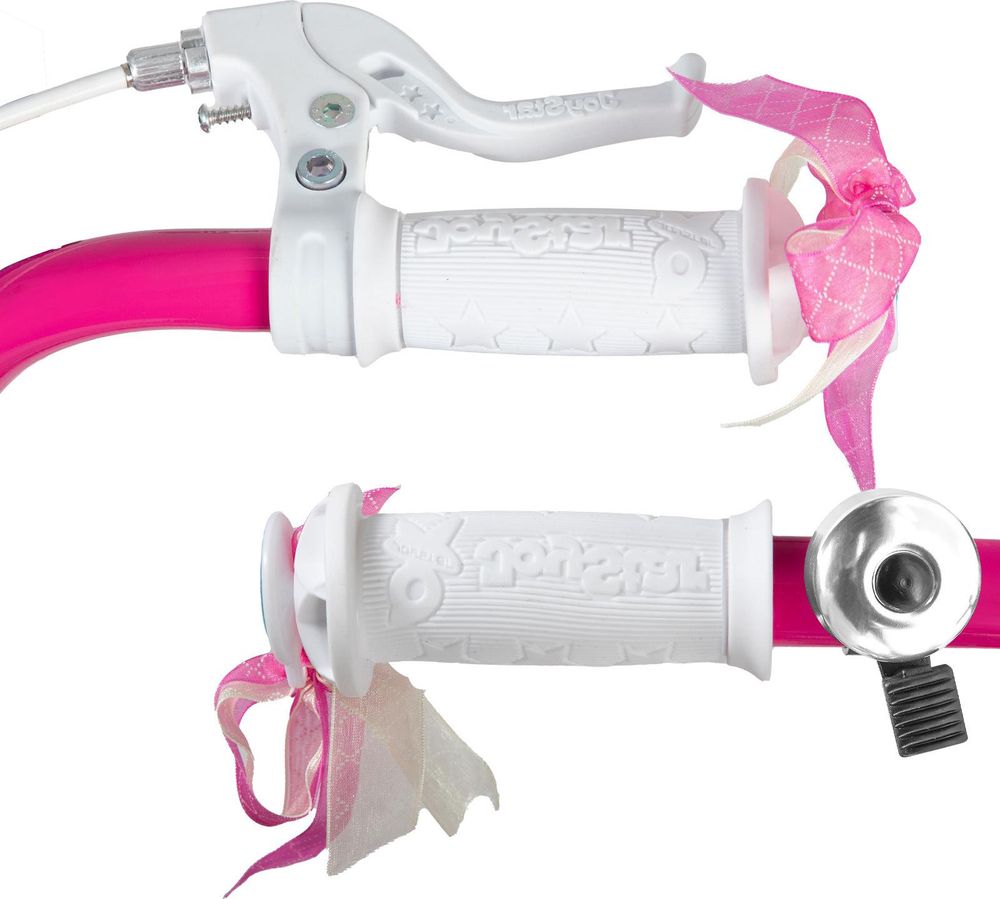 HILAND Joystar 14 Zoll Kinderfahrräder Mädchen mit Puppensitz, Stützräder, Korb, Schutzbleche, V-Brake-Bremsen, Rosa