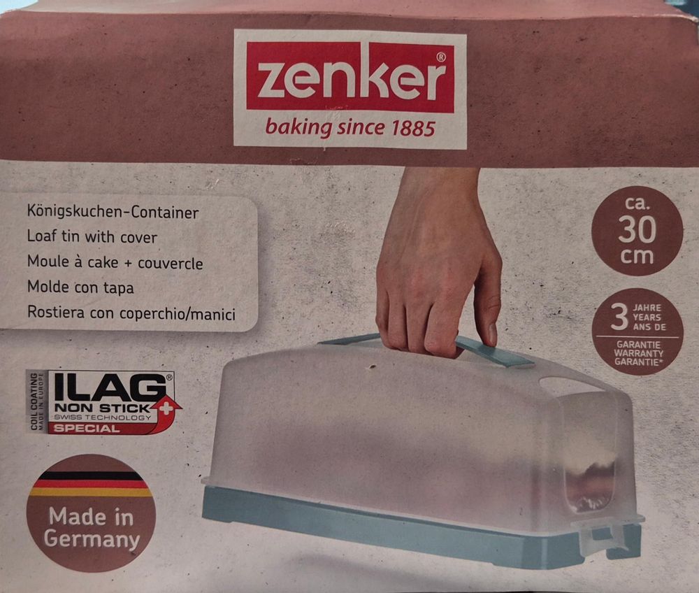 Zenker Königskuchen-Backform 30cm Antihaft mit Transportbox zum Backen & Frischhalten