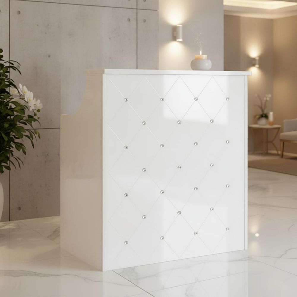 Kadernícky a kozmetický recepčný pult Diamond 100 cm lakovaný do salónu, kabinetu a SPA - biely