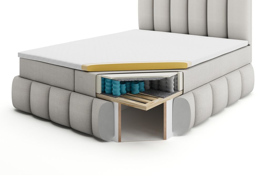 VELAR Boxspringbett mit bettkasten "BALI PLUS", 120 cm, Beige