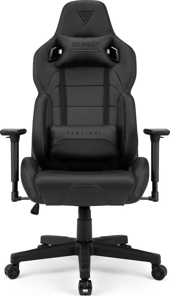 Fotel gamingowy SENSE7 Sentinel czarno-szary – ergonomiczny fotel biurowy, fotel przy biurko, nośność 150 kg, podłokietniki 3D, funkcja kołysania, fotel menedżerski, fotel komputerowy