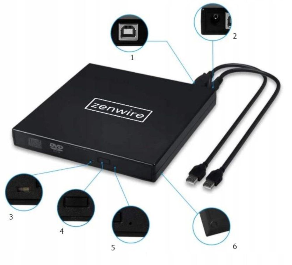 Tragbares Laufwerk - Externes CD DVD RW Laufwerk - USB 2.0 3.0- Brenner und CD Player - Plug and Play