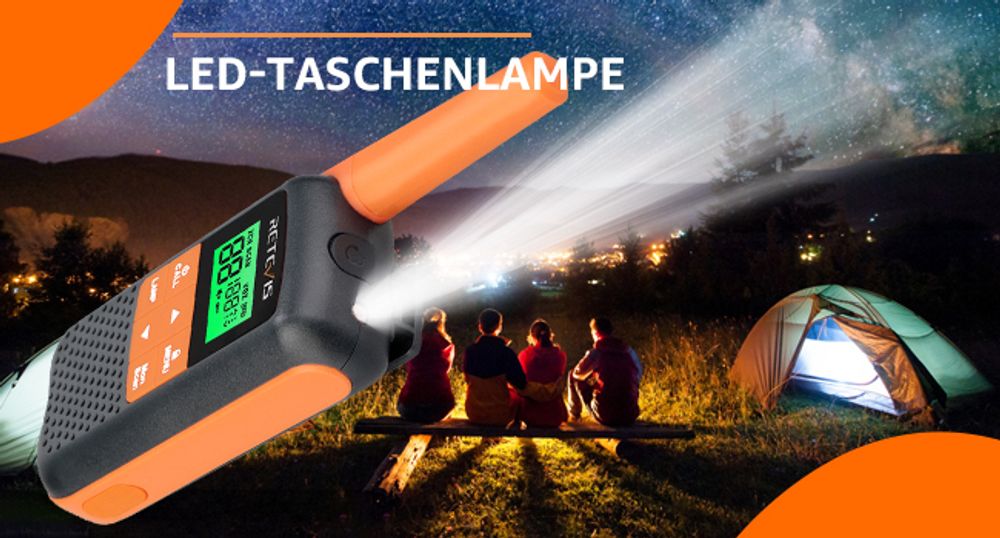 Retevis RT649 Walkie Talkie set, IP65 Wasserdichtes Funkgerät für draußen, PMR446, 16 Kanäle, VOX, LED Taschenlampe, für Outdoor-Aktivitäten