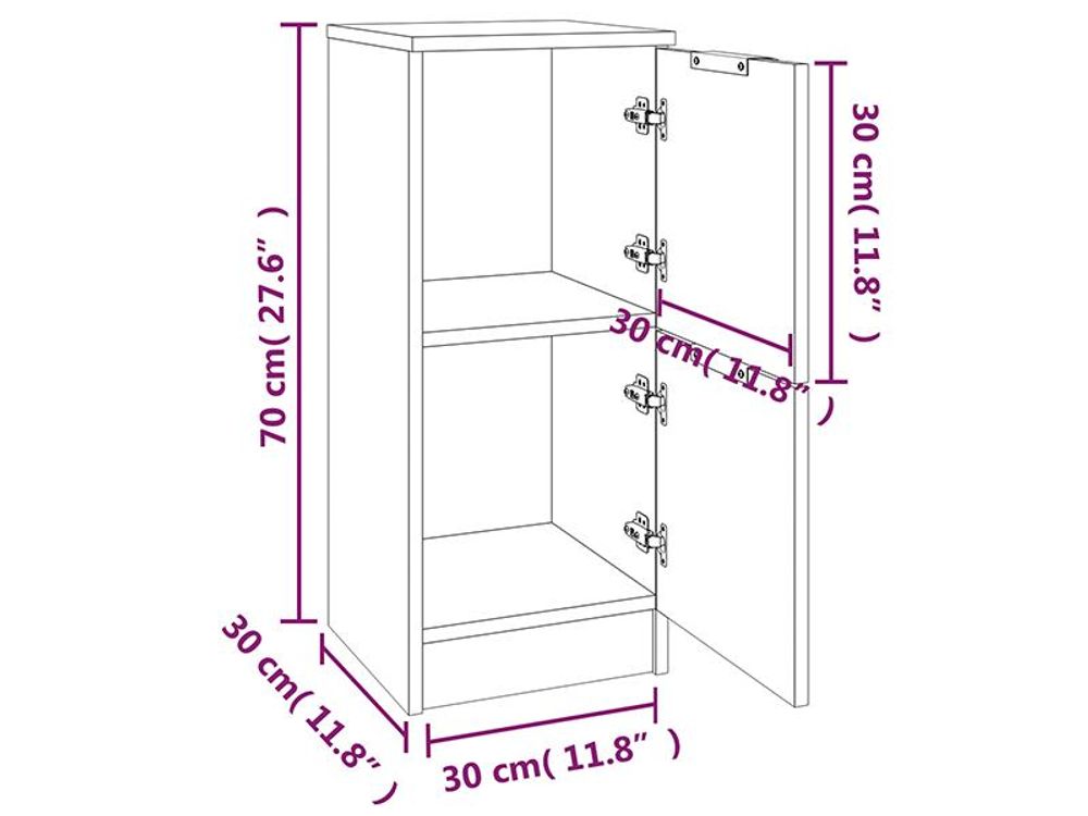 vidaXL Credenza bianca 30x30x70 cm Materiale a base di legno