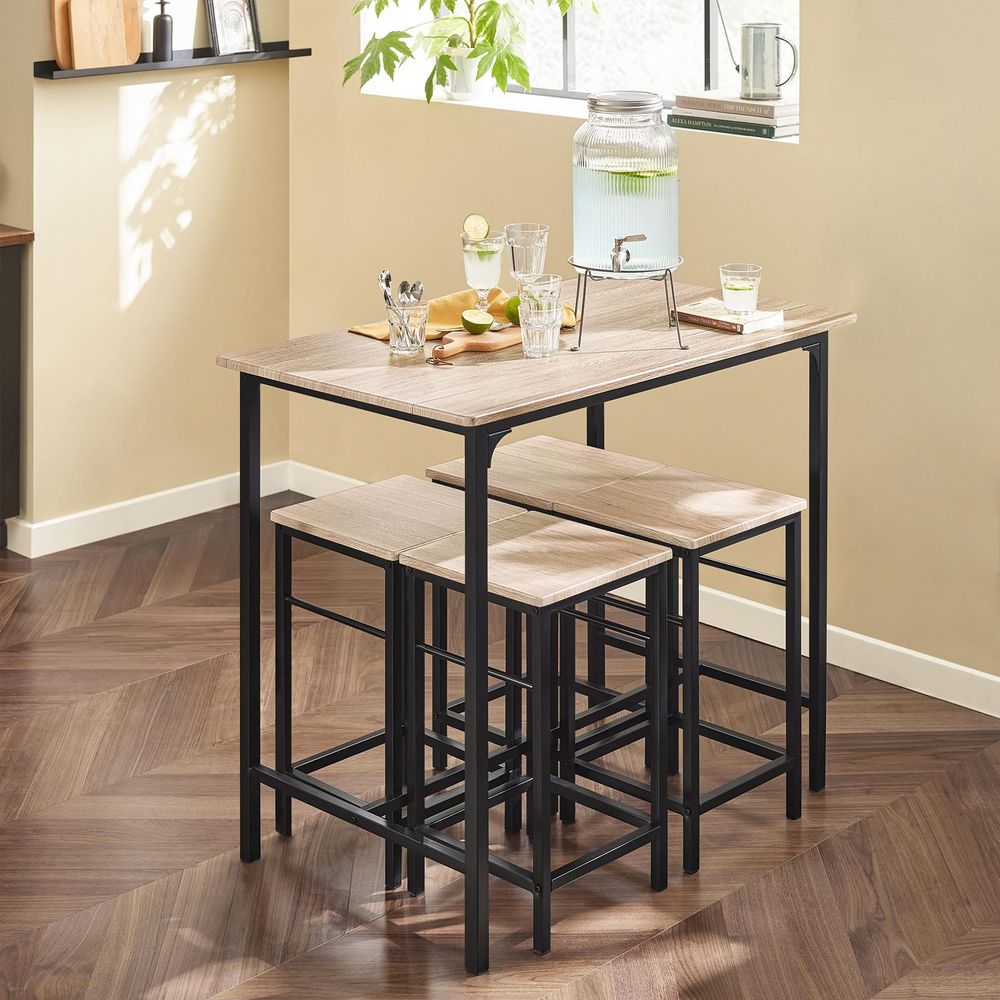 SoBuy Essgruppe Esstisch Set 5-teilig Bartisch mit 4 Stühlen, platzsparendes Küchentisch Set für Esszimmer Balkon Garten Kompakt & Modern OGT11-N