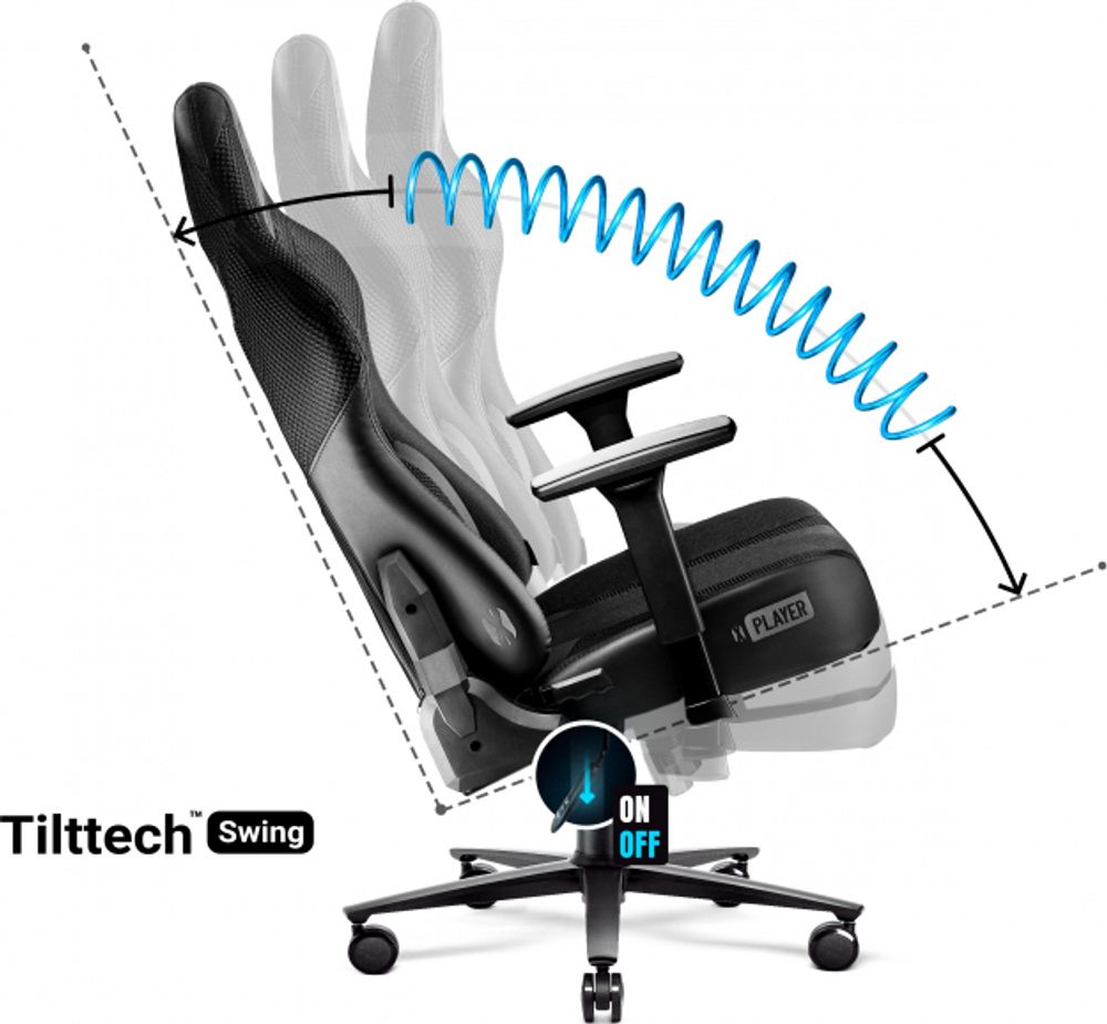 Diablo X-Player Gaming Stuhl Bürostuhl Schreibtischstuhl Stoff 3D Armlehnen Ergonomisches Design Nacken/- Lendenkissen (Schwarz-Schwarz, Normal)