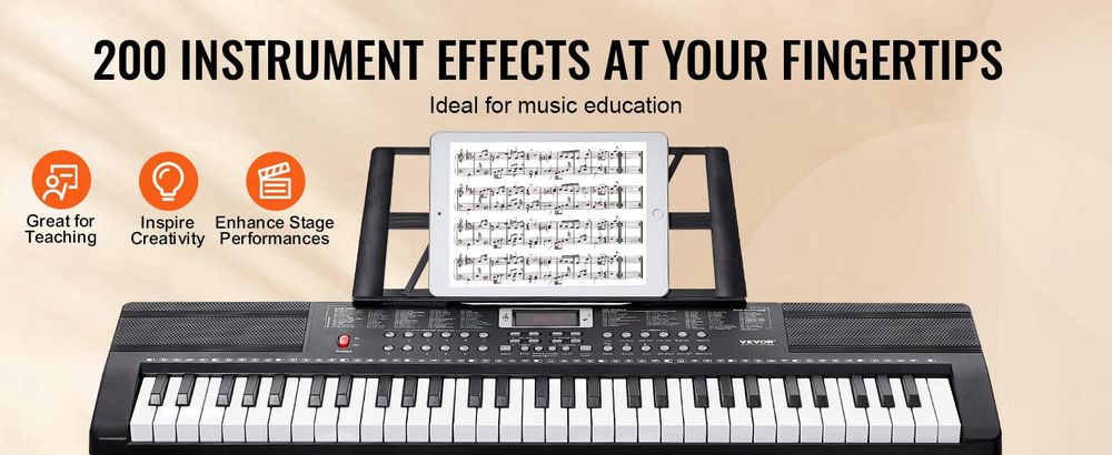VEVOR Digitales Klavier, 61 Tasten, tragbares Keyboard-Kit, 200 Töne, 200 Rhythmen