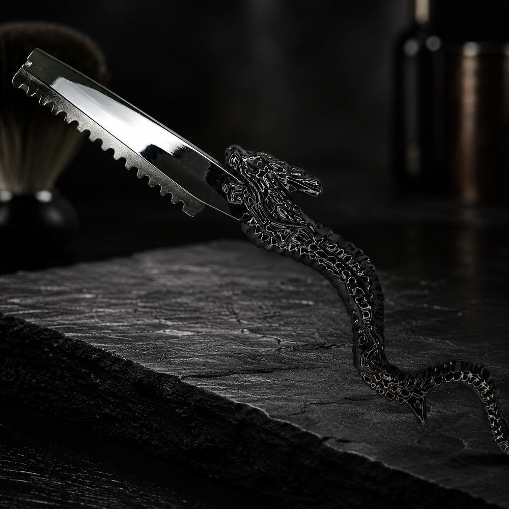 Profesjonalna brzytwa razor barberski w stylu smoka czarny