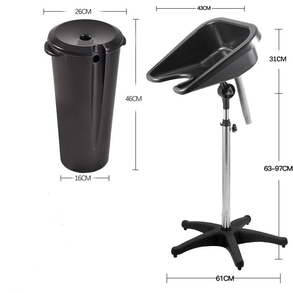Bac à shampoing portable sur pied réglable - Bac de lavage coiffure mobile avec réservoir
