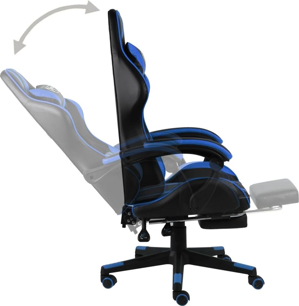 vidaXL Gaming-Stuhl mit Fußstütze Schwarz und Blau Kunstleder