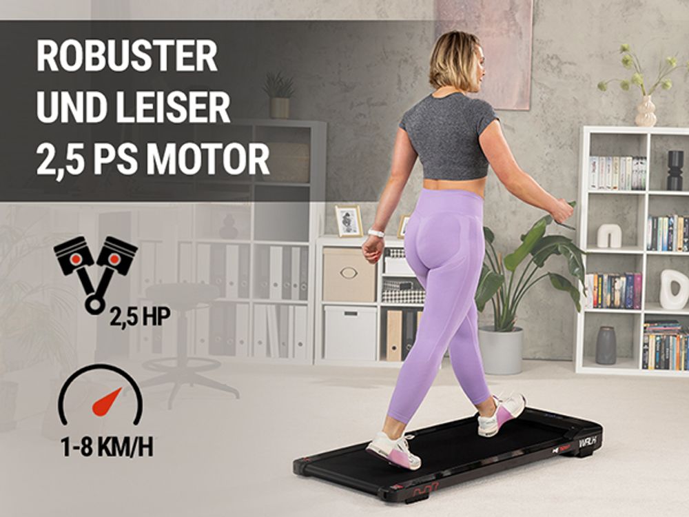 Hop-Sport Laufband HS-750WP Walk, Walking Pad - Geschwindigkeit bis 6 km/h, Lauffläche 45x110 cm, 2,5-PS-Motor, Laufband für Zuhause mit Fernbedienung