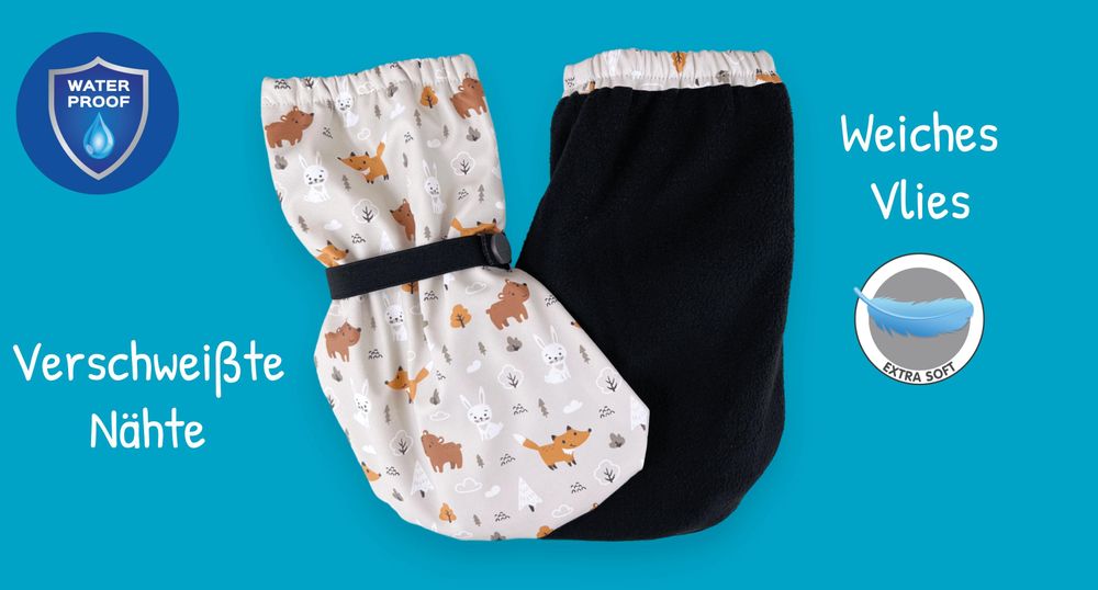HECKBO Baby Regenfüßlinge Füßlinge mit Vlies Waldtiere Wald Forest Tiere 3-18 Monate