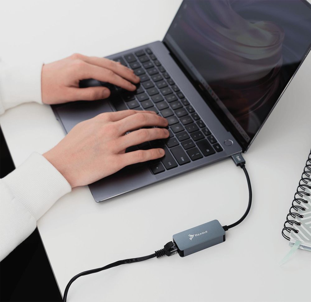 USB A zu Ethernet Adapter 2.5Gbps LAN Karte RJ45 Netzwerkadapter 2500Mbps für Laptop PC Computer Gaming Stabile Verbindung Aluminium Silber Reagle