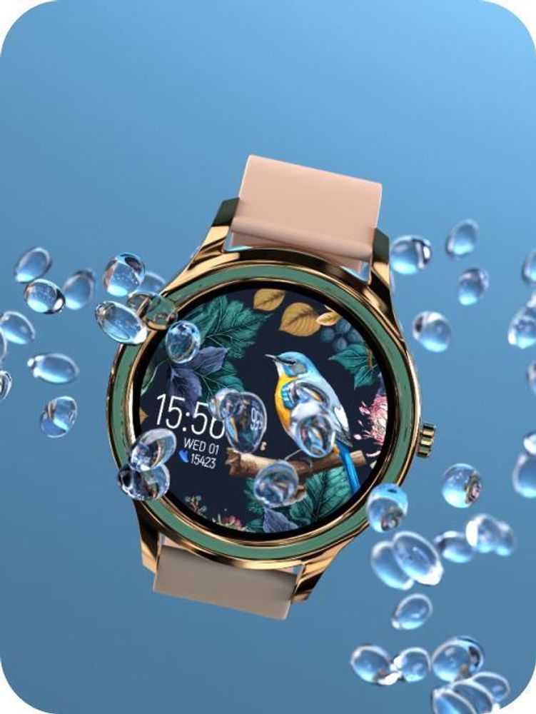 Smartwatch damski z opaską sportową ForeVive 3 SB-340 Bluetooth, sterowanie muzyką, krokomierz itd., IP68, Zegarek fitness, Pulsometr Smukłe Złoto
