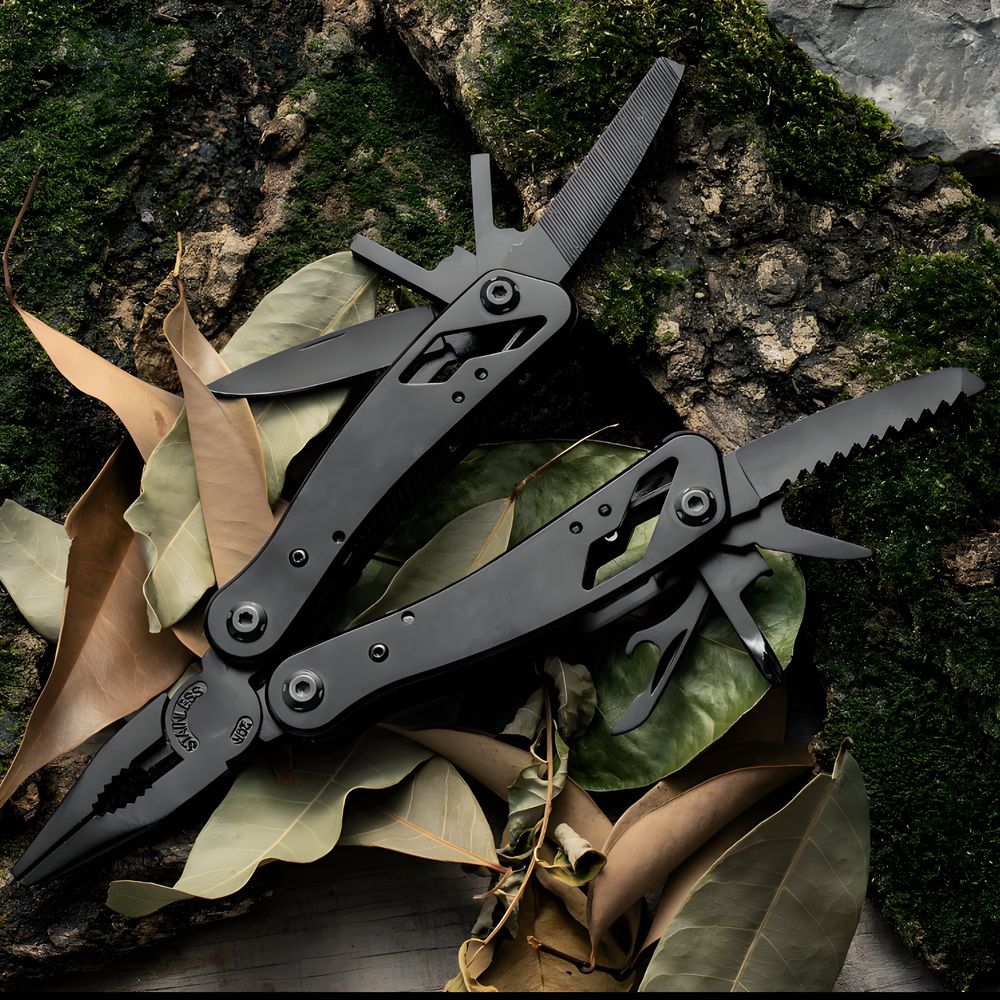 Multitool 11 in 1 Multifunktionswerkzeug 10,5 cm Zange Säge Messer Kartonöffner Feile Drahtschneider Flaschen und Dosenöffner Schraubendreher Retoo