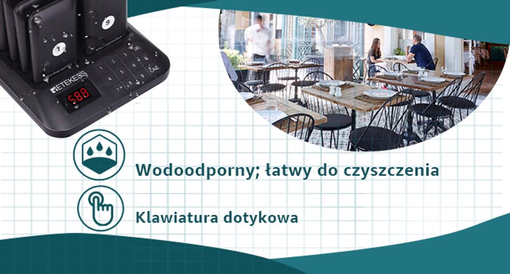 Retekess TD157 Restauracyjny system przywoławczy bezprzewodowy, 500M, 20H godzin pracy, 2 tryby wywoływania, dla dla Gastro Miasto i hotelarstwo
