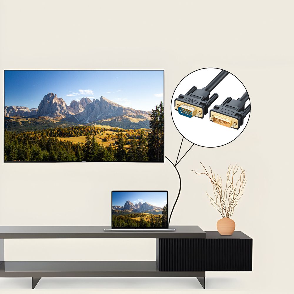 Full HD DVI zu VGA Kabel Monitorkabel Videokabel mit vergoldeten Anschlüssen Auflösung bis 1080p 140cm für Monitore PCs Notebooks Fernseher LCD Retoo