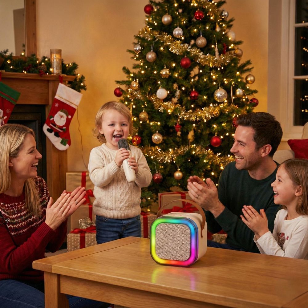 Karaoke Lautsprecher als Weihnachtsgeschenk mit Mikrofonen