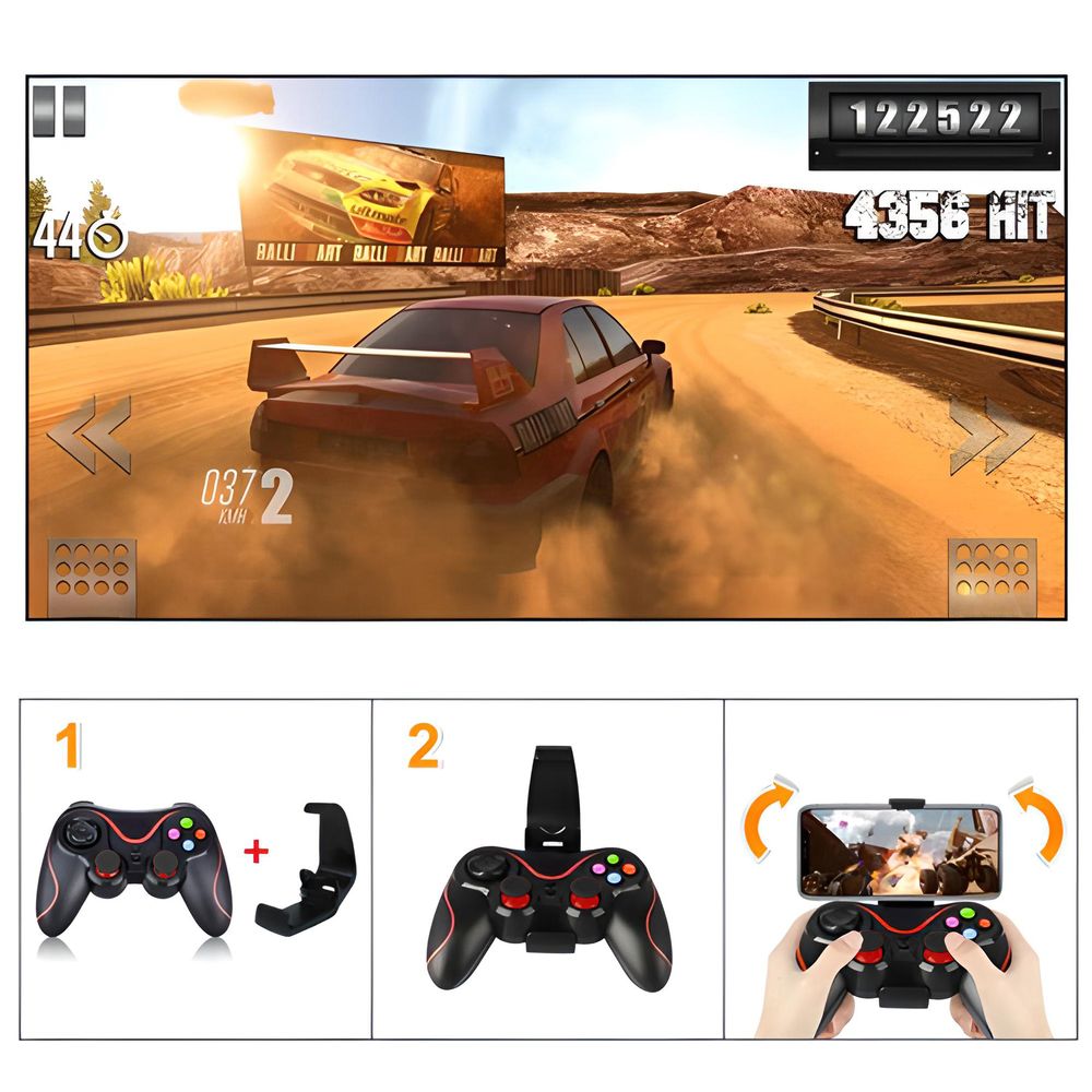 Gamepad mit Handy-Clip Kabellose Wireless Bluetooth Controller PS4 Xbox Android iOS Windows Mac Smartphone Tablet PC Phone Halter 400mAh Akku Retoo