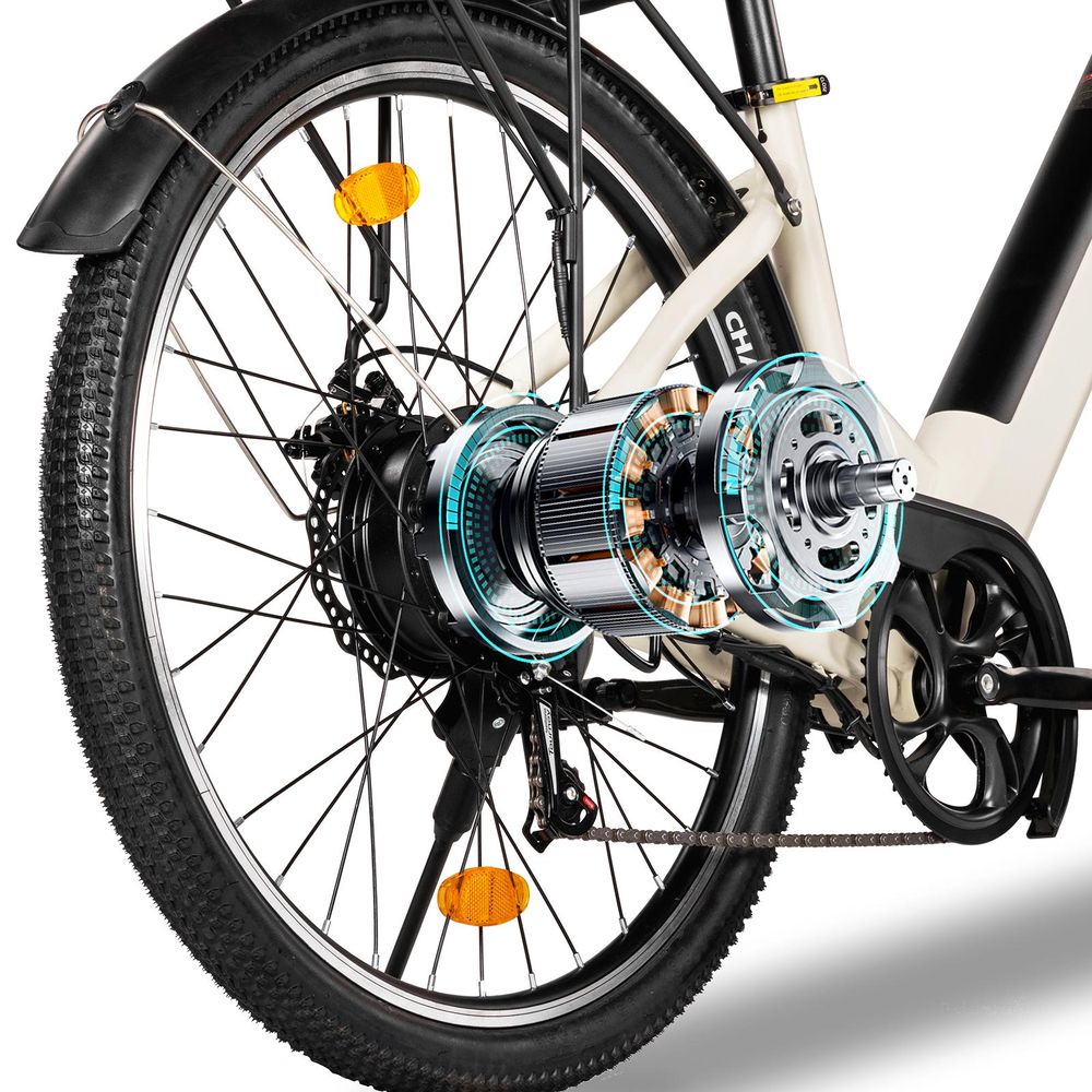 AVDL A32 elektrische stadsfiets 26 inch, 250 W, 36 V 12,8 Ah accu, Shimano 7 versnellingen, schijfremmen, lcd-display