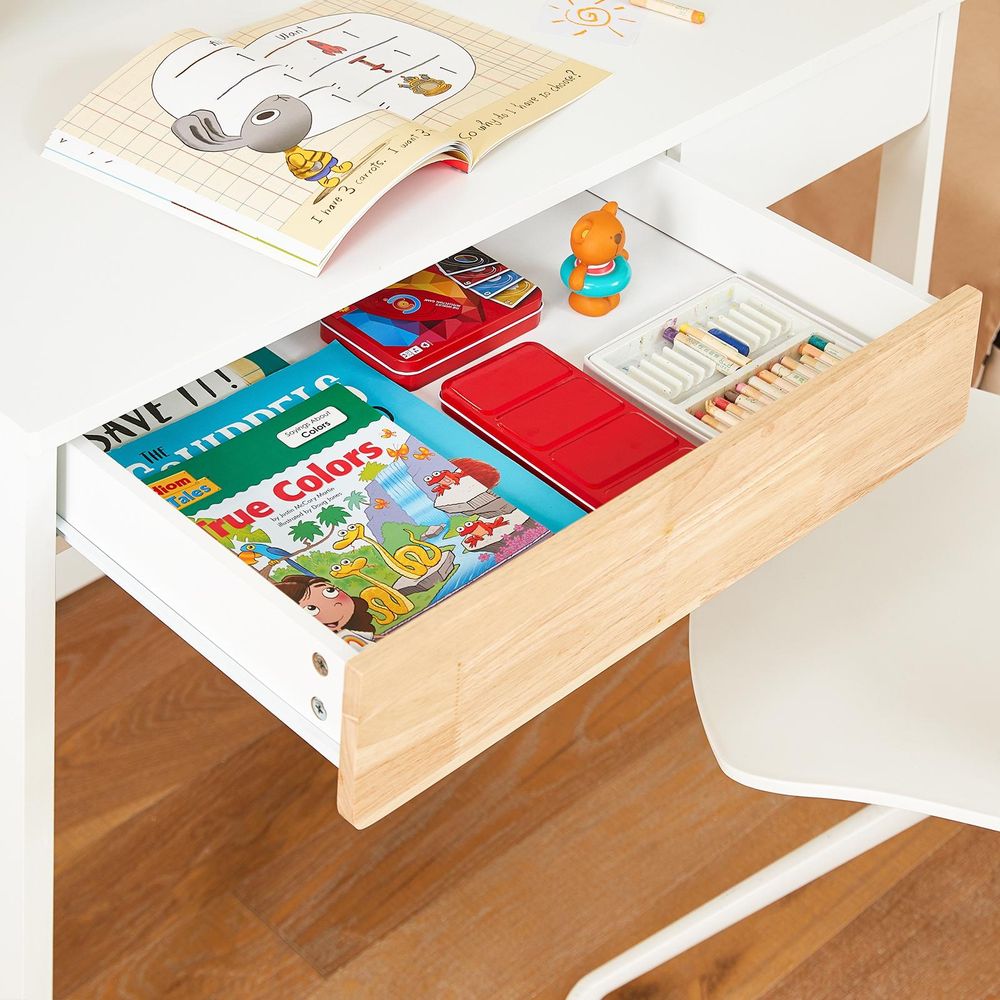 SoBuy Schreibtisch mit 2 Ablagen Computertisch Bürotisch Arbeitstisch für Homeoffice Eckschreibtisch Weiß BHT ca. 100x95x59cm FWT106-W