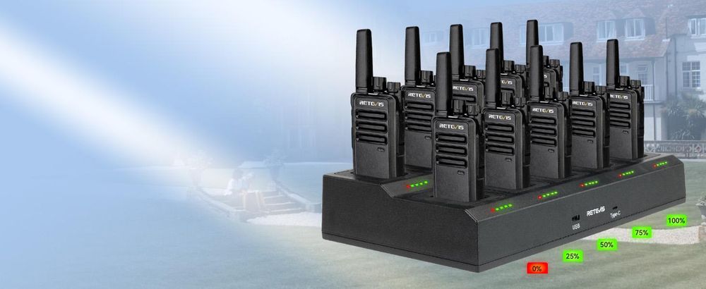 Retevis RT668 Funkgeräte mit 10-in-1 Ladegerät, Effizientes Laden, Abnehmbare Steckplätze, Walkie Talkie Erwachsene für Schule, Esszimmer(10 STK)