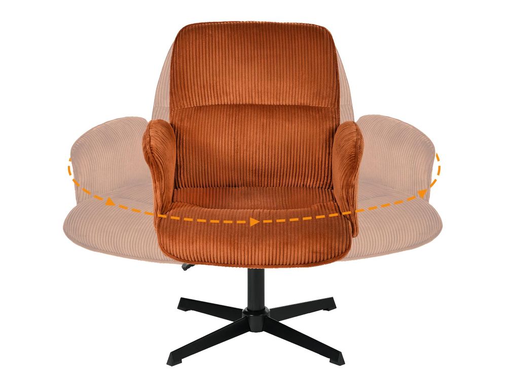 Meubles Cosy Ergonomischer verstellbarer Drehstuhl mit Armlehnen aus rotem Cord – THOMASINA