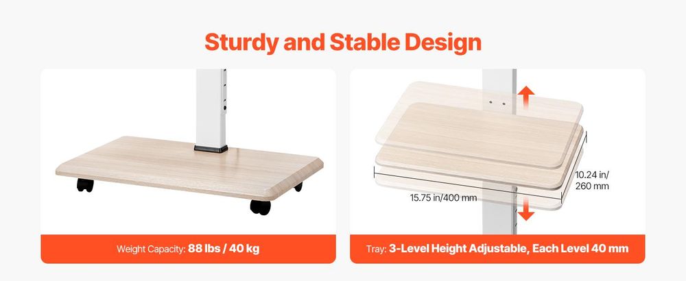 VEVOR TV-Ständer mit Rollen für 812,8–1778 mm große Fernseher bis 40 kg, 25° nach links und rechts schwenkbar und höhenverstellbarer TV-Ständer (max. 600 x 400 mm)