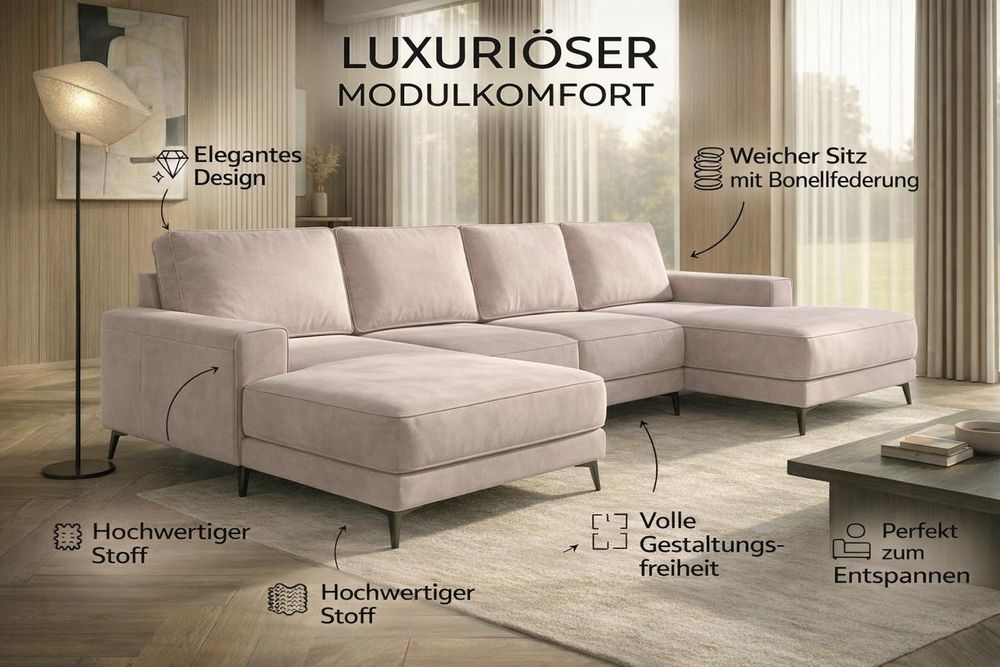 Ecksofa VALTOR 320x185 cm mit Schlaffunktion, Bonellfederkern und Bettkasten, Farbe: Dunkelbraun