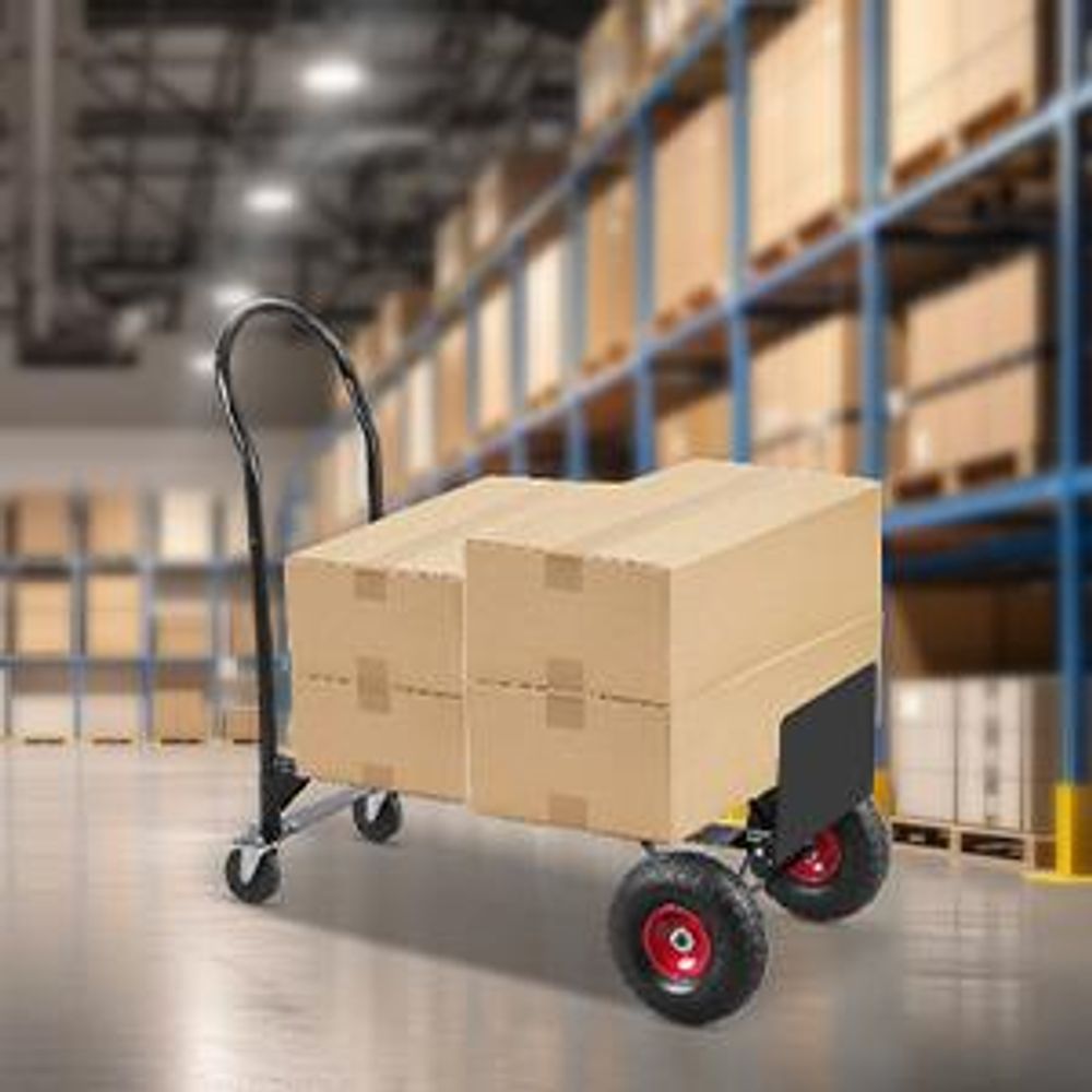 TEENO 2 in 1 Sackkarre und Transportkarre, Plattformwagen, Sackkarre, Klappbarer Transportwagen, Paketwagen, Klappbar mit Tragkraft 350 kg