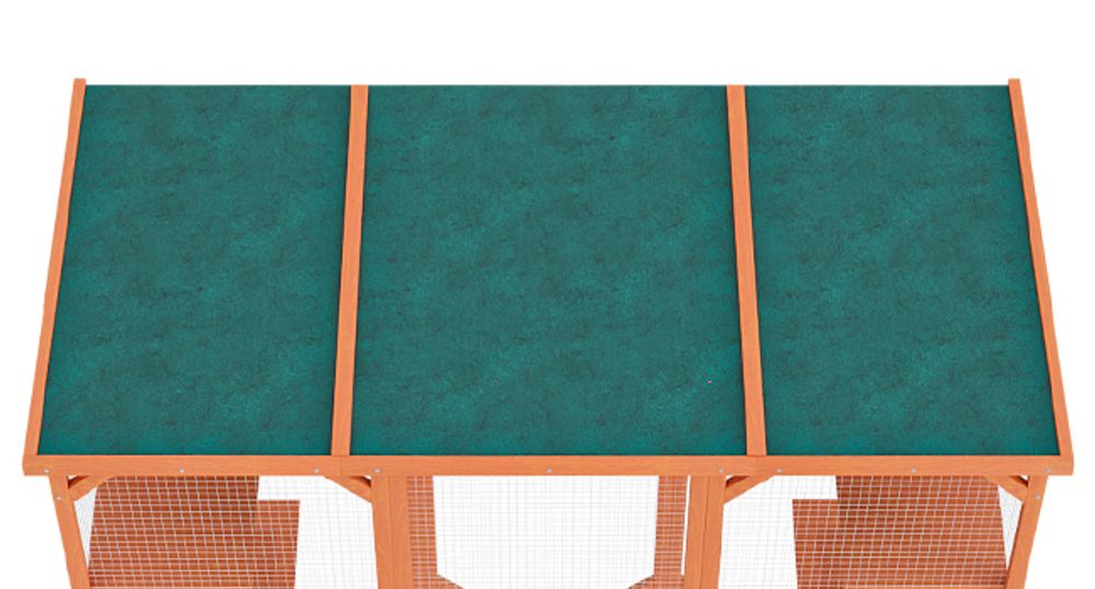 Wiltec Freilaufgehege Katzen 168 x 82 x 166,5 cm mit 6 Liegeflächen, wetterfestes Katzengehege Garten, Katzenhaus mit Drahtgitter und Bitumen Dach