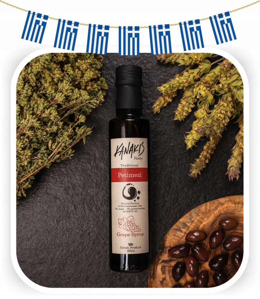 Kanakis | Traubenmelasse - 250 ML - Intensiver Süßgeschmack - Elegante Dunkle Flasche - Natürlicher Süßstoff