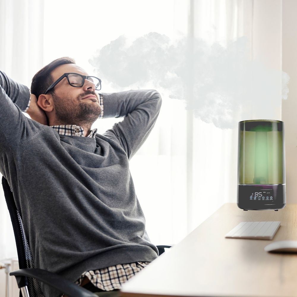 Luftbefeuchter Diffuser 4.5 l Aroma Air Humidifier Ultraschall Raumbefeuchter Elektrisch Duftlampe Aromatherapie Öle Diffusor Büro Yoga Schwarz Retoo